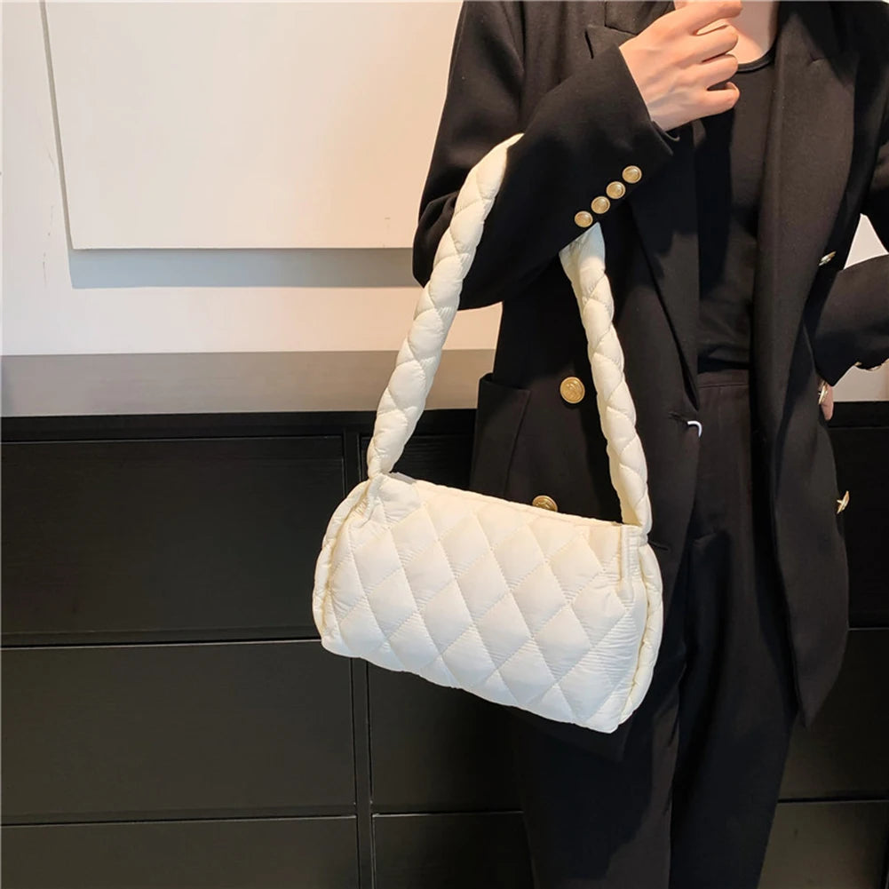 Women Cotton Padded Bags Embroidery Thread Ladies Handbags Autumn Winter Quilted