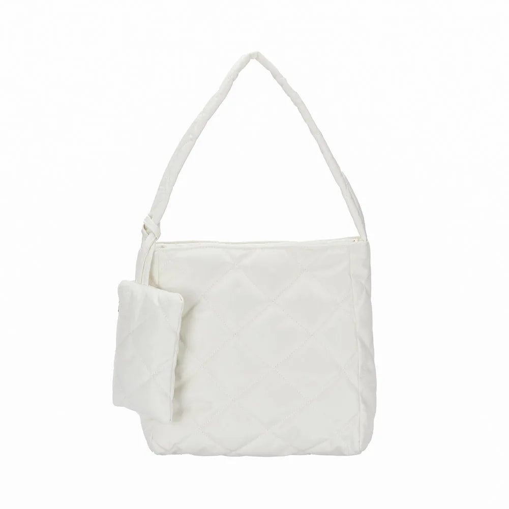 Women Cotton Padded Shoulder Bag Underarm Clutch