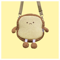 Girl's Cartoon Toast Bread Plush Shoulder Bag