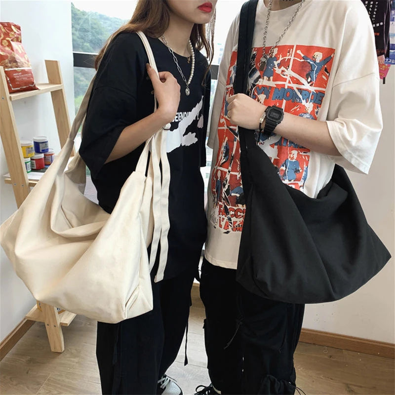 Canvas Crossbody Bag Japanese Style Large Capacity Handbag