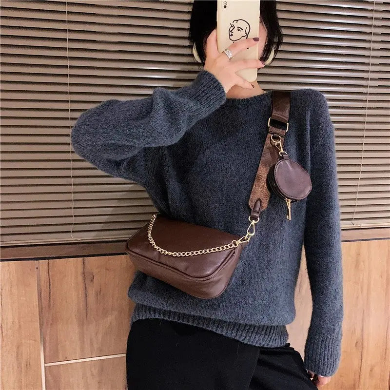 Women Crossbody Bag Set Shoulder Bags Leather Messenger Bag