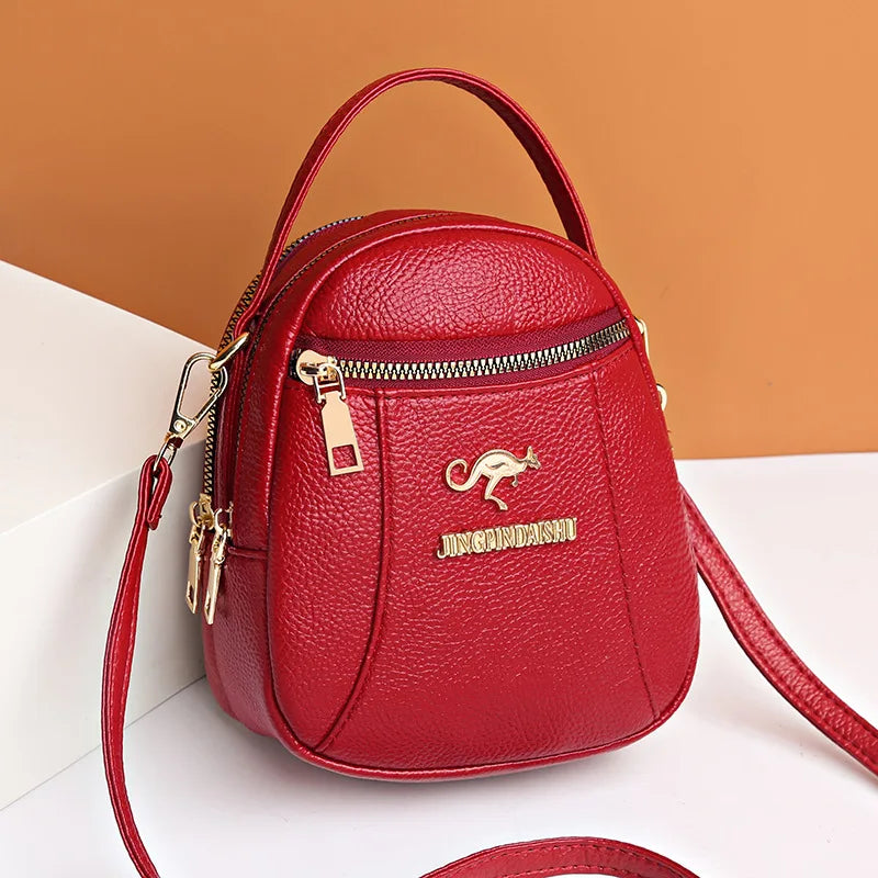 Soft Leather Mini Crossbody Bag for Women, Shoulder Messenger Handbag