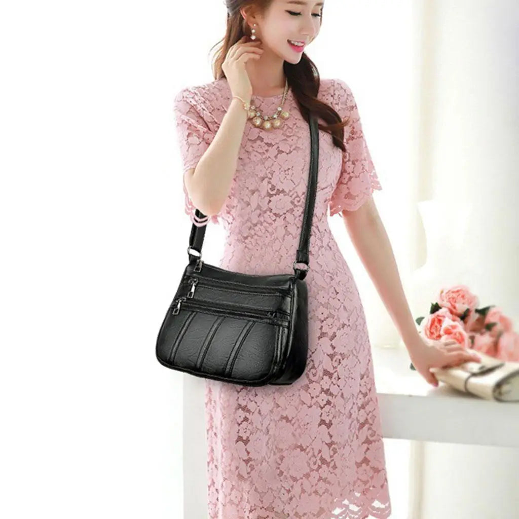 Soft Leather Women's Crossbody Bag Pockets Shoulder Tote
