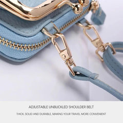 Metal Leather Crossbody Bag Cell Phone Purse with Shoulder Strap