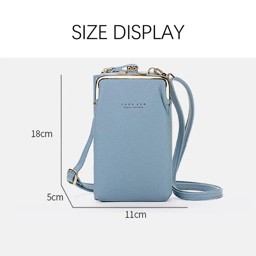Metal Leather Crossbody Bag Cell Phone Purse with Shoulder Strap