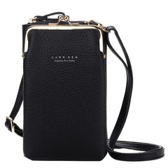 Metal Leather Crossbody Bag Cell Phone Purse with Shoulder Strap