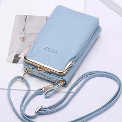 Metal Leather Crossbody Bag Cell Phone Purse with Shoulder Strap