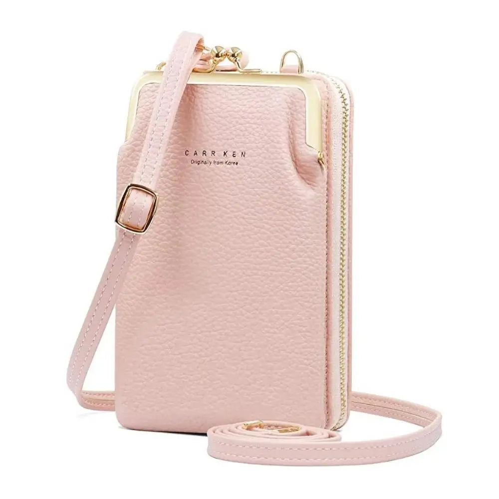 Metal Leather Crossbody Bag Cell Phone Purse with Shoulder Strap