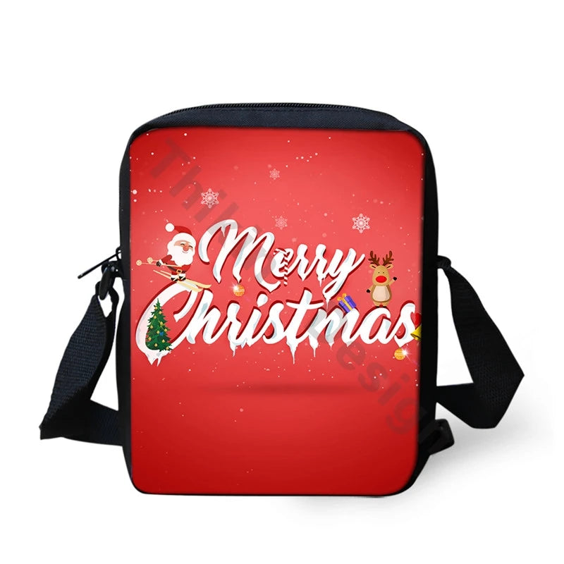 Christmas Flower Print Crossbody Bag for Girls Mini Messenger Bag