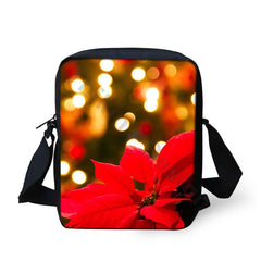 Christmas Flower Print Crossbody Bag for Girls Mini Messenger Bag
