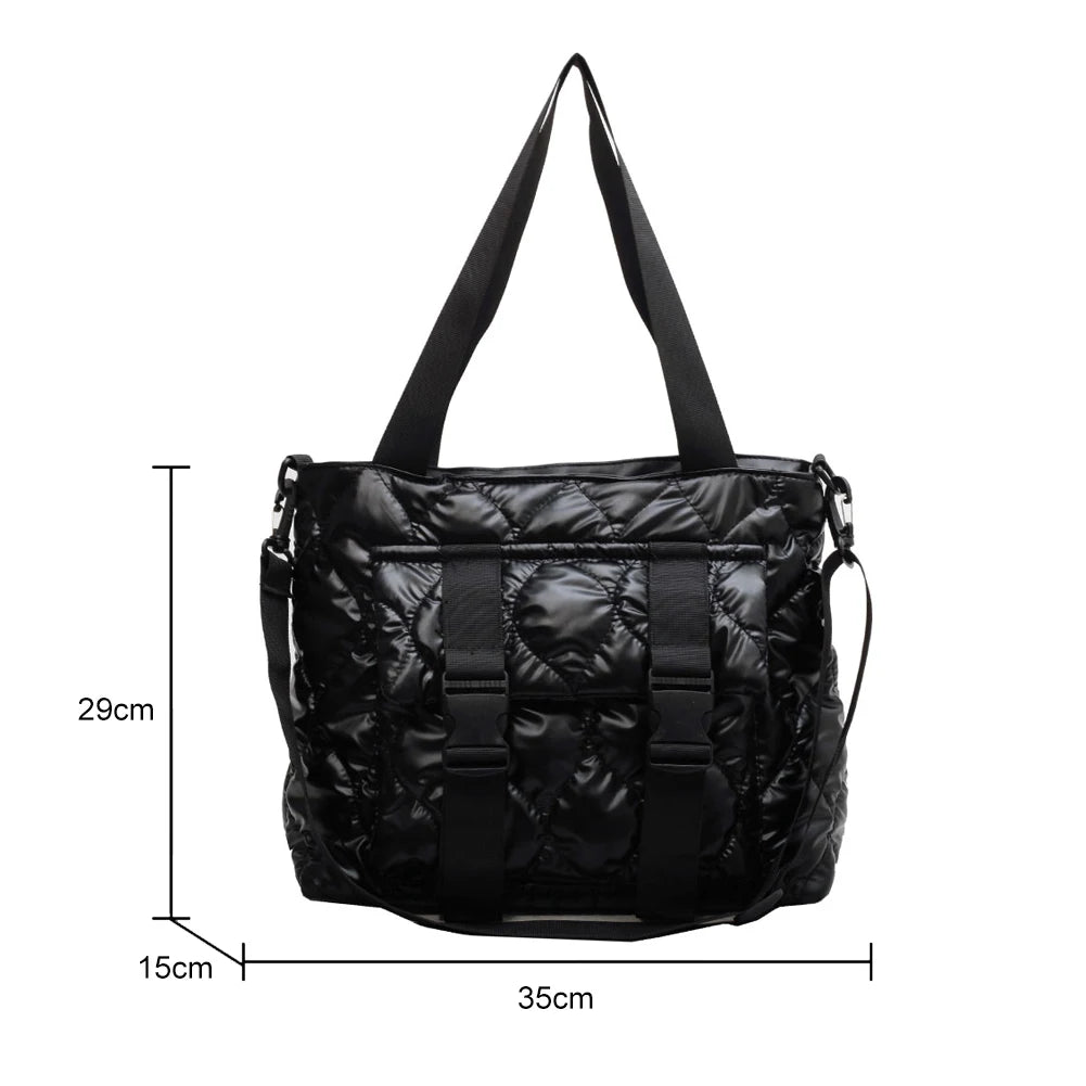 Women Crossbody Bags Cotton Padded Messenger Pouch Waterproof Nylon