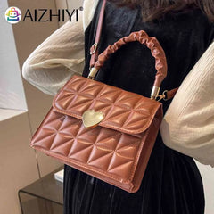 Women Crossbody Bags Pleated Heart Hasp Ladies Hand Bags