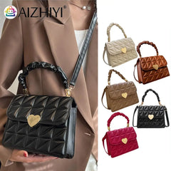 Women Crossbody Bags Pleated Heart Hasp Ladies Hand Bags