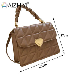 Women Crossbody Bags Pleated Heart Hasp Ladies Hand Bags