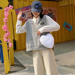 Cartoon Heart Shape Crossbody Bag for Shopping