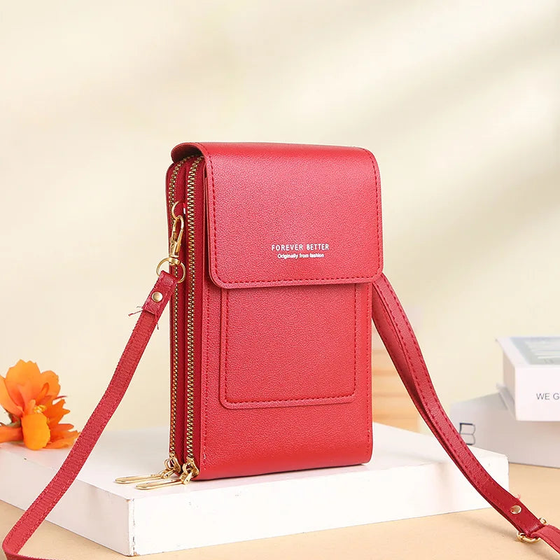 Women Crossbody Shoulder Bags Wallets Touch Screen Cell Phone Purse Soft Leather
