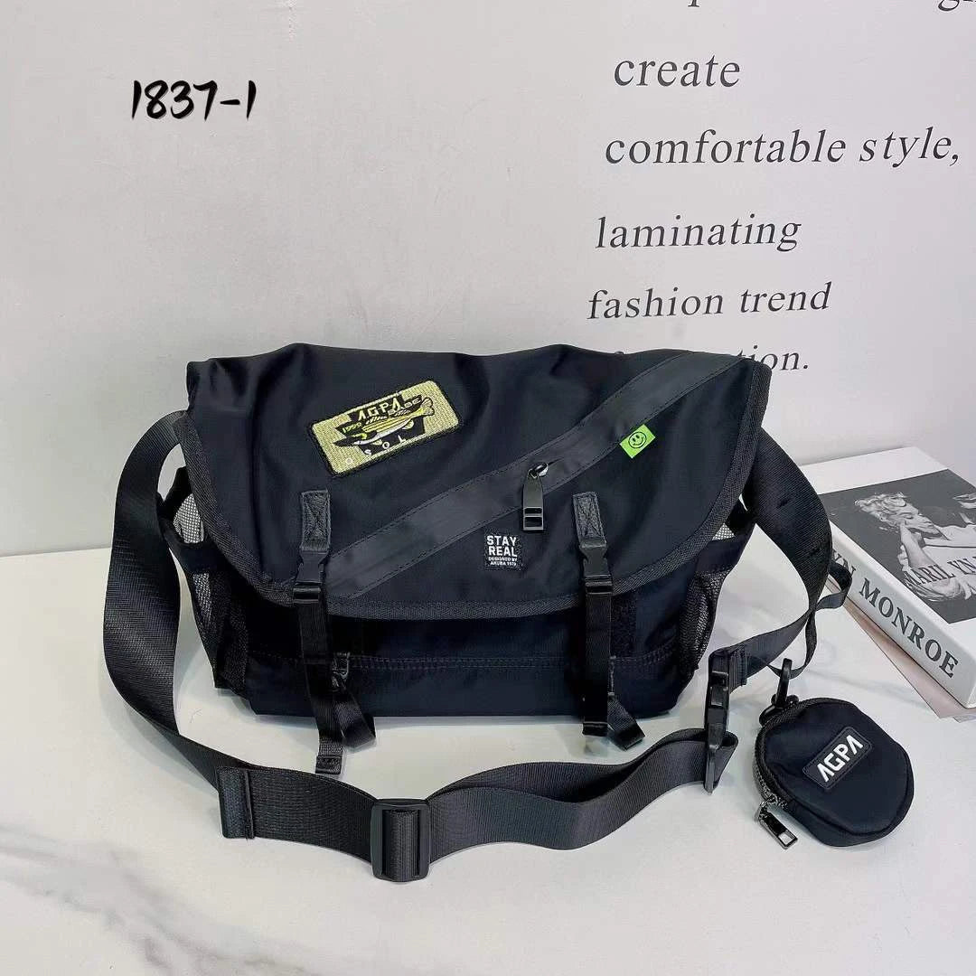 Denim Cowhide Crossbody Bag Large Capacity Messenger