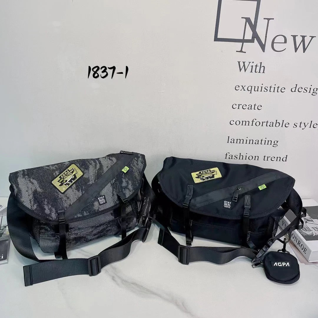 Denim Cowhide Crossbody Bag Large Capacity Messenger