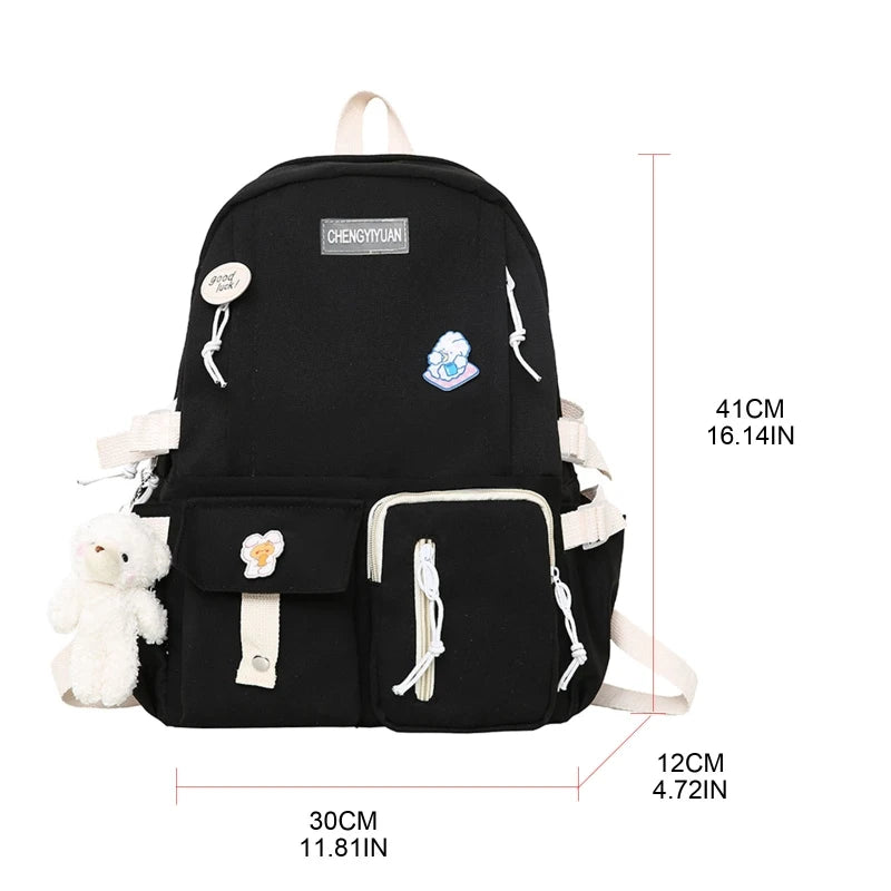 Nylon Backpack for Teen Girls Large Capacity School Bag