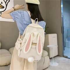 Nylon Waterproof Schoolbag Teen Girls Large Capacity Rucksack Cartoon Rabbit Bac