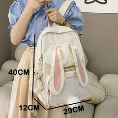 Nylon Waterproof Schoolbag Teen Girls Large Capacity Rucksack Cartoon Rabbit Bac