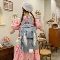 Nylon Waterproof Schoolbag Teen Girls Large Capacity Rucksack Cartoon Rabbit Bac