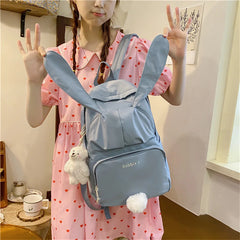 Nylon Waterproof Schoolbag Teen Girls Large Capacity Rucksack Cartoon Rabbit Bac