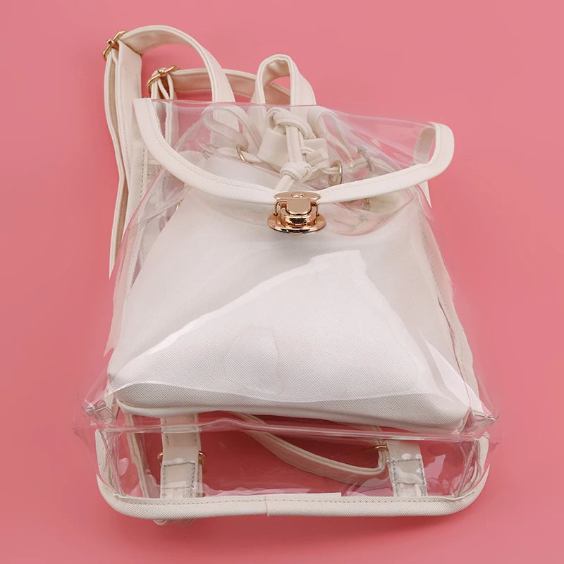 Clear Transparent Women Backpacks for Students Girls Schoolbags