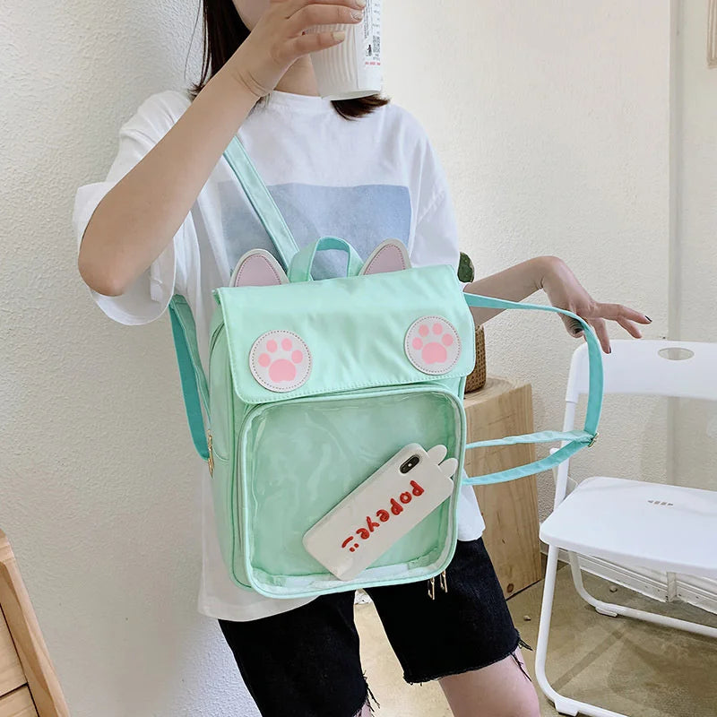 Women Backpacks ITA Bag With Cat Back Packs Paws School Bag For Teenager Girls
