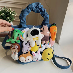 Autumn Girl Bucket Bag Rabbit Plush Pendant Shoulder Messenger Bag