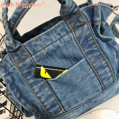 Women Denim Messenger Bag Casual Satchel Girl Totes Soft Handbag