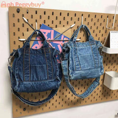 Women Denim Messenger Bag Casual Satchel Girl Totes Soft Handbag