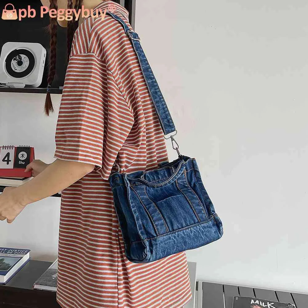 Women Denim Messenger Bag Casual Satchel Girl Totes Soft Handbag