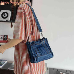 Women Denim Messenger Bag Casual Satchel Girl Totes Soft Handbag