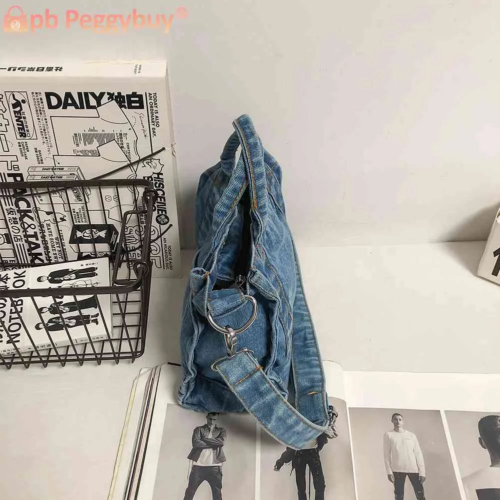 Women Denim Messenger Bag Casual Satchel Girl Totes Soft Handbag