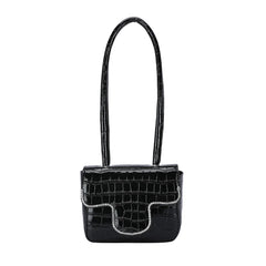 Stone Pattern Rhinestone Shoulder Bag Ladies Top-handle PU Handba
