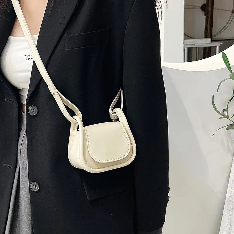 Women Shoulder Crossbody Handbag Small PU Leather Solid Top-Handle Bags