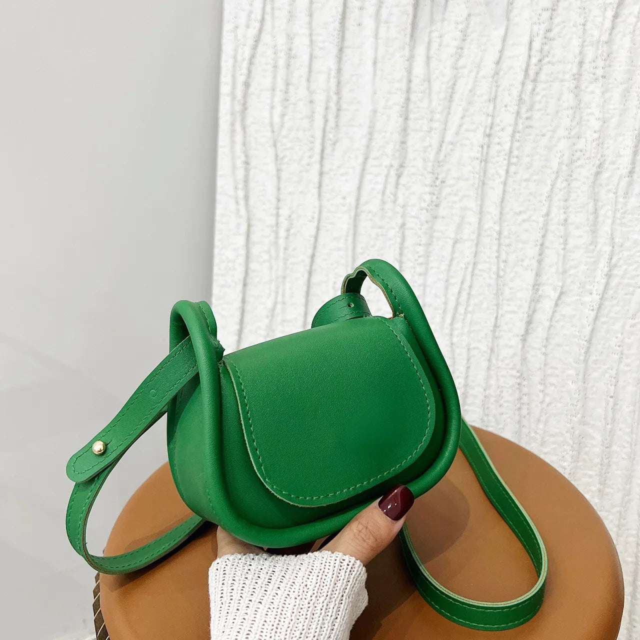 Women Shoulder Crossbody Handbag Small PU Leather Solid Top-Handle Bags
