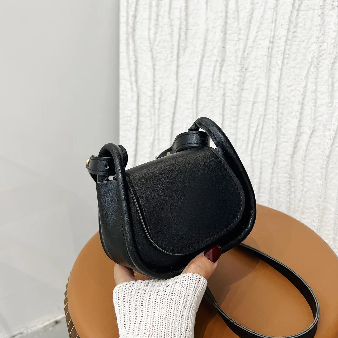 Women Shoulder Crossbody Handbag Small PU Leather Solid Top-Handle Bags Mini