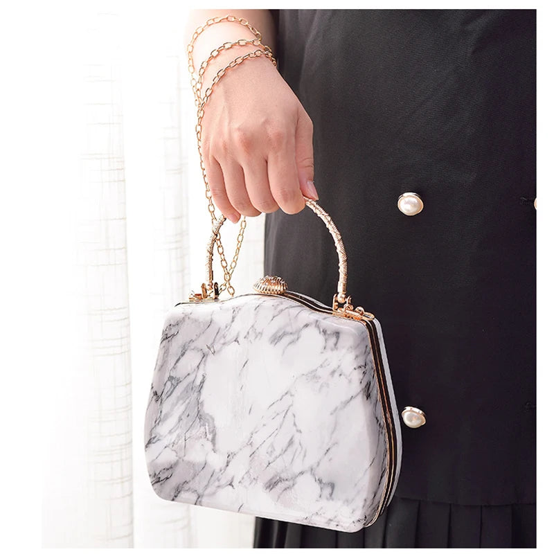 Marble Grain Dinner Bag Women Party Wallet Evening Bag