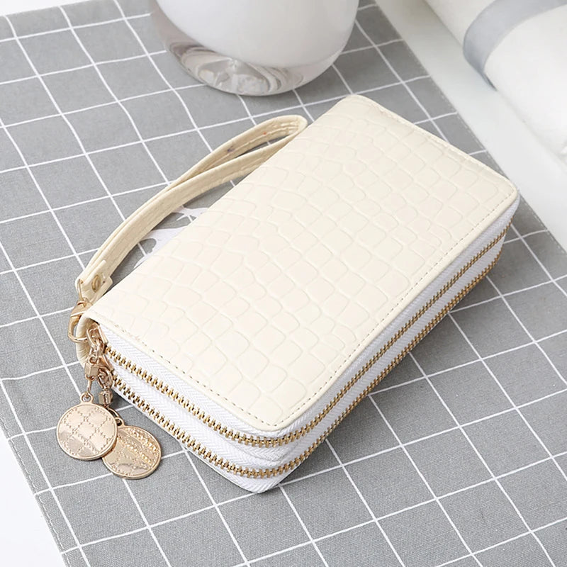 Women Double Zipper Wallets Long Handbag Phone Bag Hot 20231