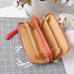 Women Double Zipper Wallets Long Handbag Phone Bag Hot 20231