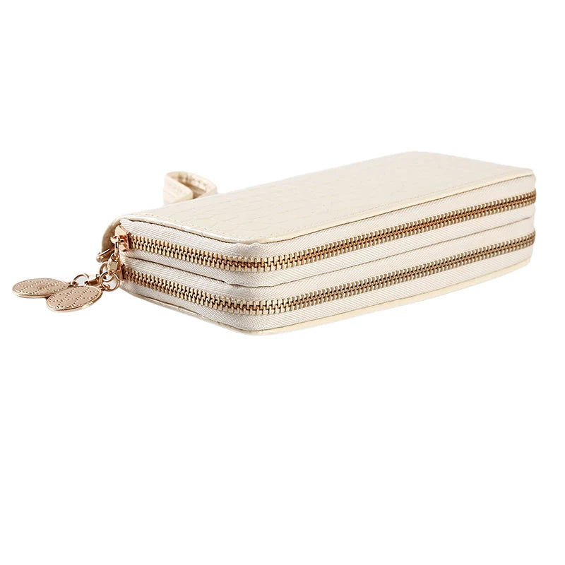 Women Double Zipper Wallets Long Handbag Phone Bag Hot 20231