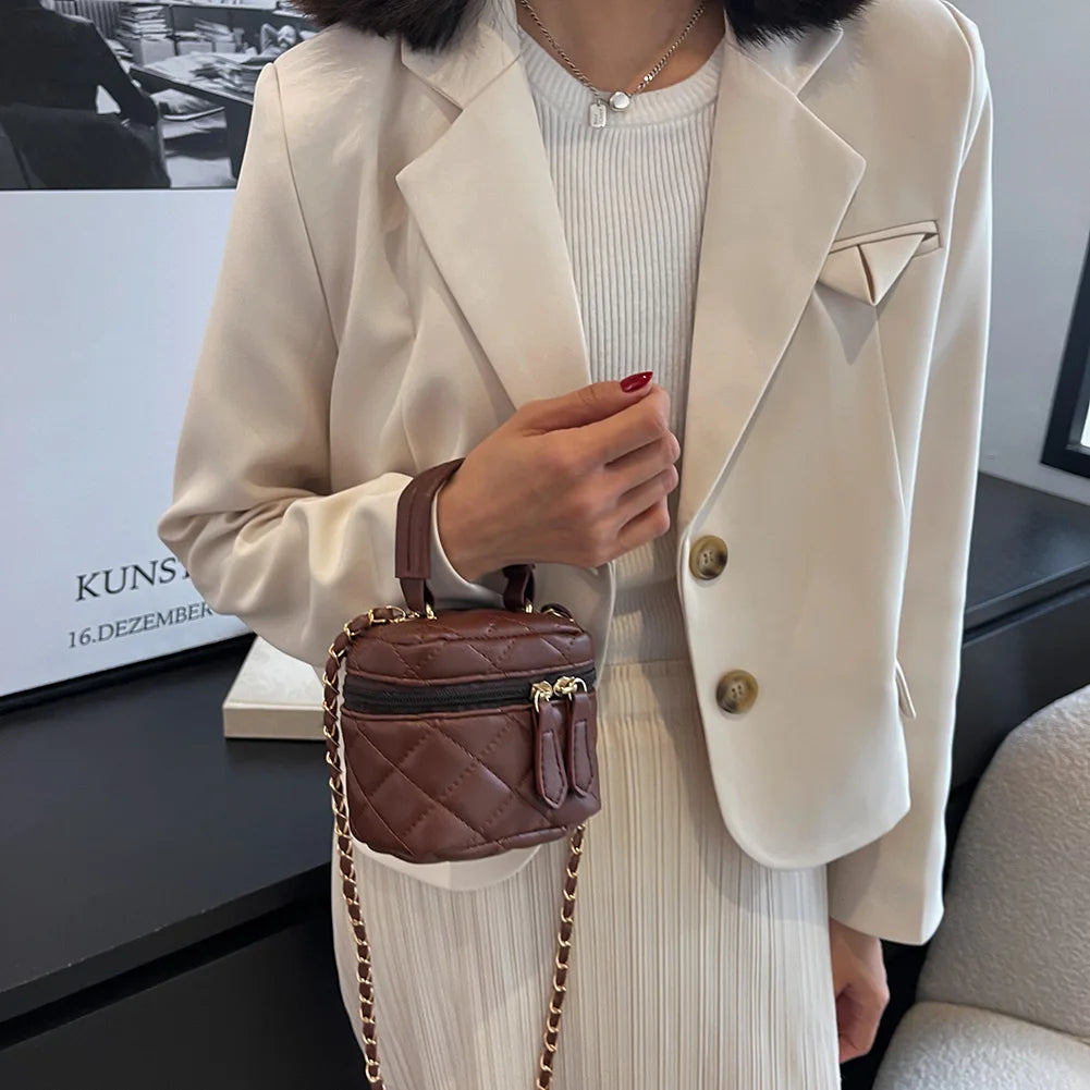 Women's PU Leather Shoulder Bag Zipper Mini Crossbody Handbag
