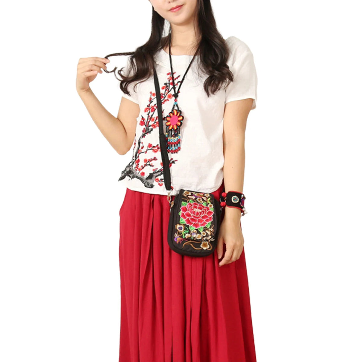 Vintage Chinese Style Embroidered Shoulder Bag for Women