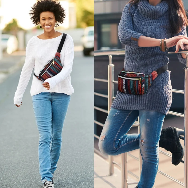 Women Ethnic Fanny Pack Retro Vintage Bum Bags Travel Hiking