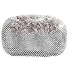 Flower Crystal Clutch Wedding Purse Rhinestones Shoulder Bag