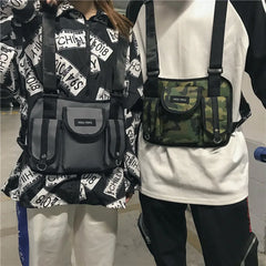Women Fanny Nylon Harness Chest Rig Waist Pack Kanye West Punk Canvas Chest Bags