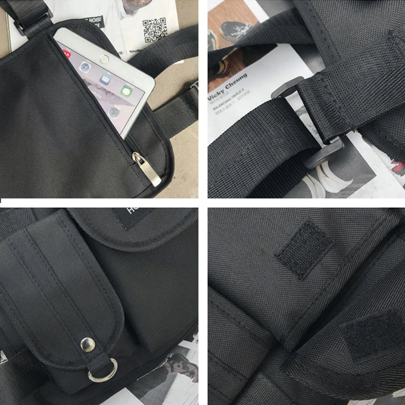 Women Fanny Nylon Harness Chest Rig Waist Pack Kanye West Punk Canvas Chest Bags