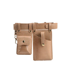 Women Fanny Pack Leather Belt Bag Irregular Shape Waist Bag